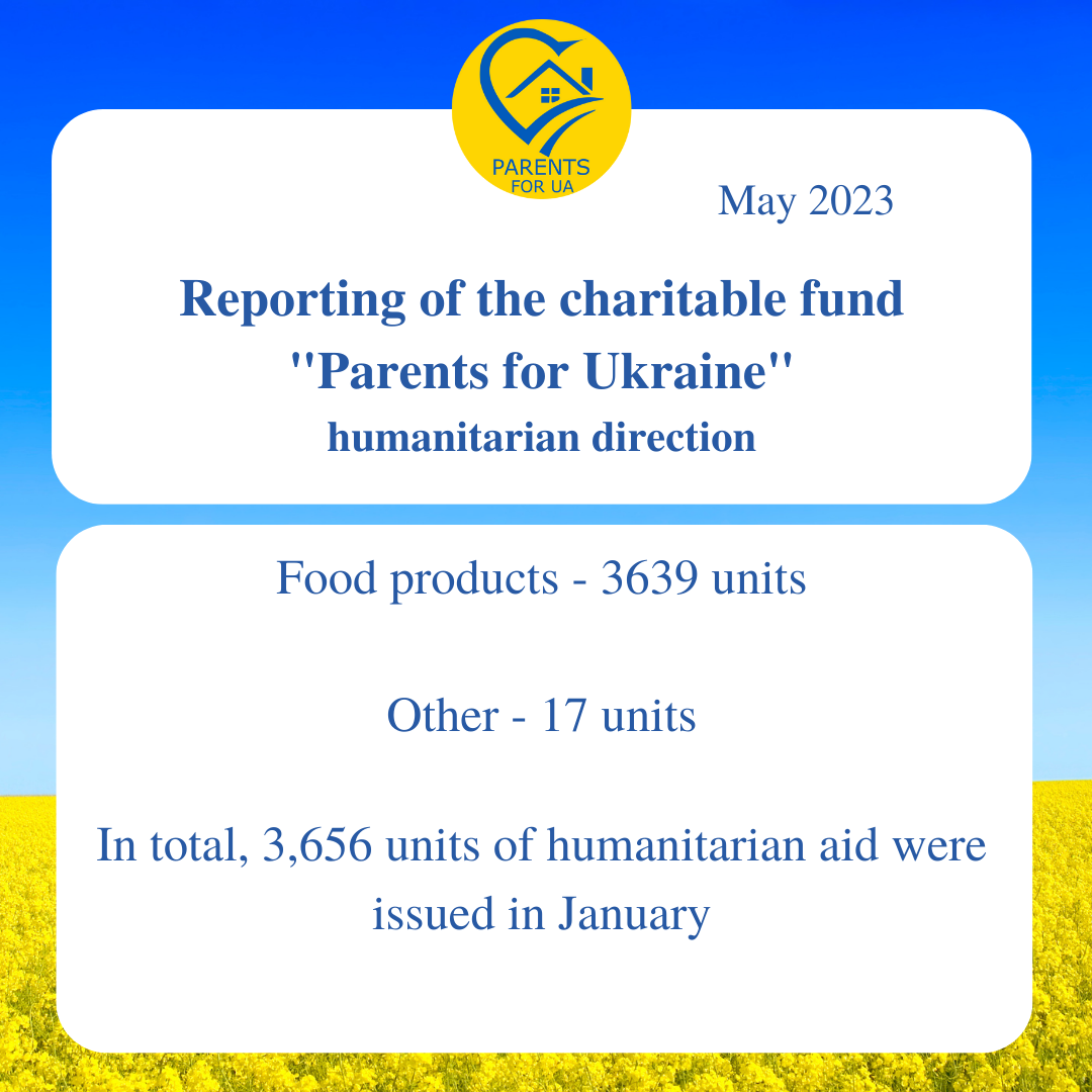 Reporting of the "Parents for Ukraine" humanitarian direction fund for May 2023